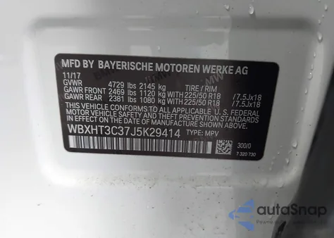 2018 BMW X1 xDrive28I из США, поврежденный, VIN WBXHT3C37J5K29414